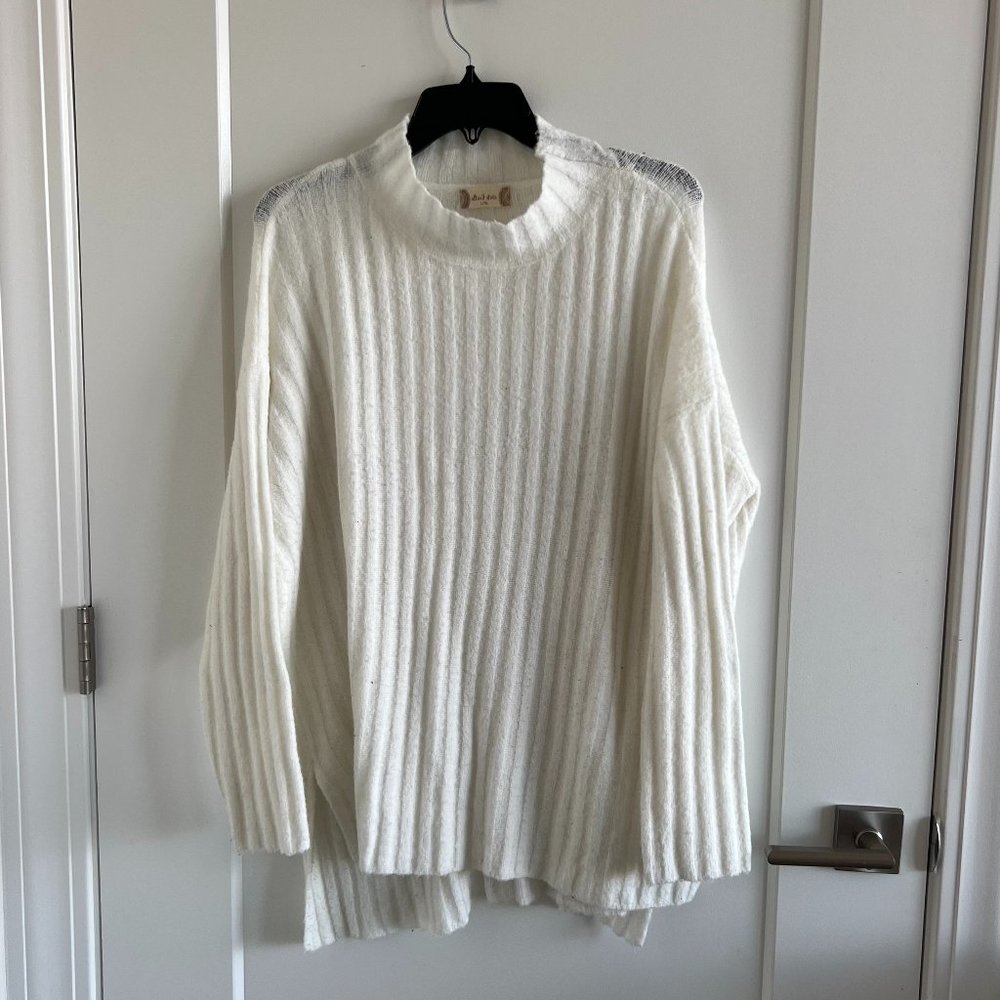 Altar'd State Oversized Ribbed White Sweater